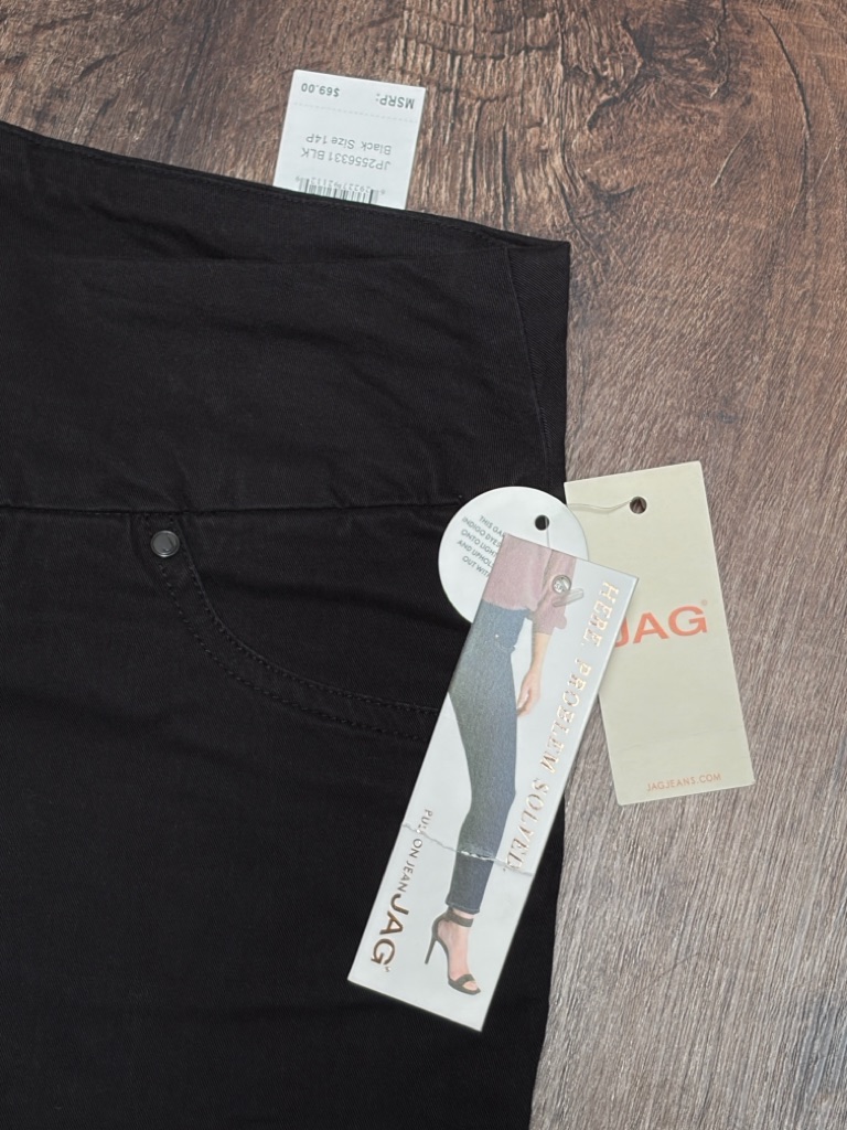 Nwt Jag Jeans Black High Rise Peri Straight Crop Pants, Divine Twill Size 14p — image 3 of 8
